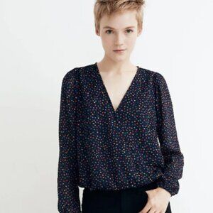 Madewell Lyric Wrap Top in Sugar Dot - Large